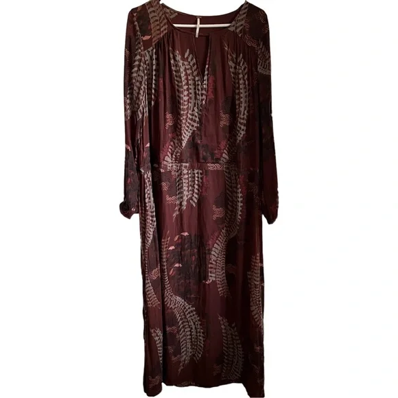 Free People Out of the Woods Maxi Dress in Scarlet Combo Size XS Bohemian Autumn - Picture 4 of 8